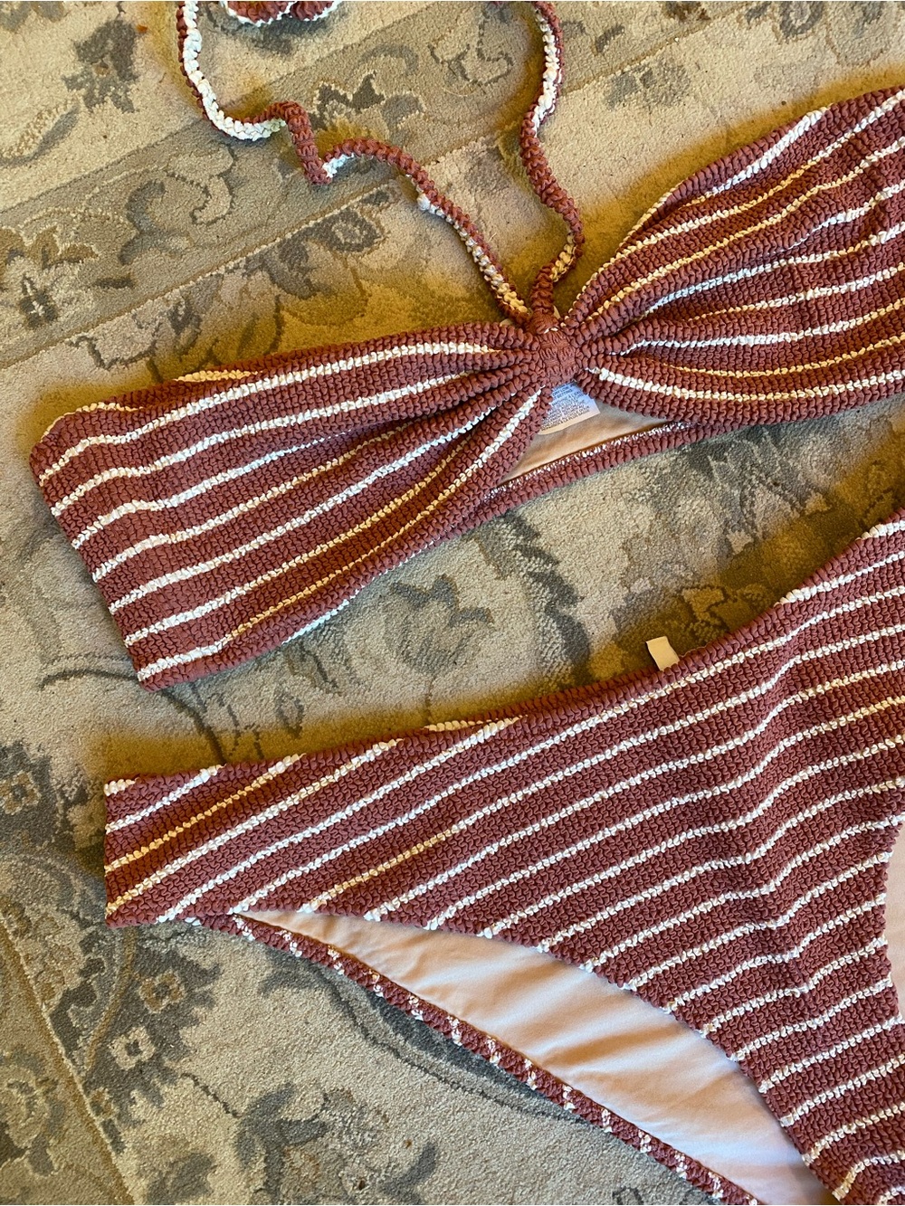 Madewell Second Wave Textured bandeau bikini 3 piece set xxl/2x